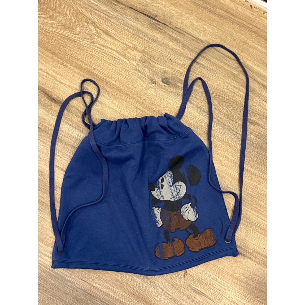 Walt Disney World Mickey Mouse Blue Sweatshirt Drawstring Backpack Bag‎ Large